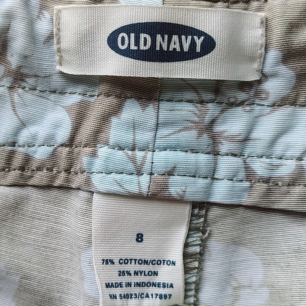 Old Navy Cream and Blue Floral Shorts Women's Size 8 - Picture 2 of 2
